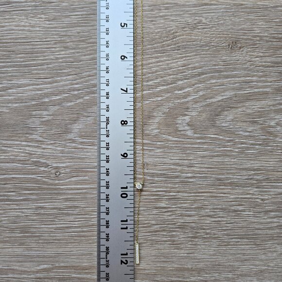 New Lulus Gold Rhinestone Drop Necklace Sterling Silver Chain Adjustable NWT - Picture 14 of 17